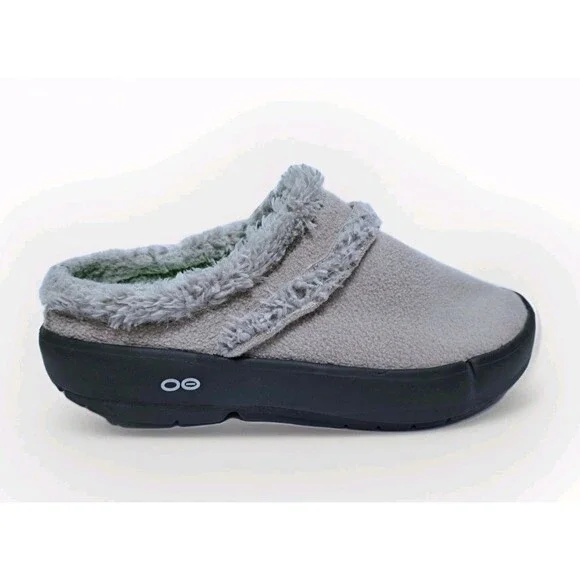 Oofos OOcoozie Mule Gray Slip On Shoe Slipper Women’s Size 10.5 Faux Fur Lined - Picture 3 of 9